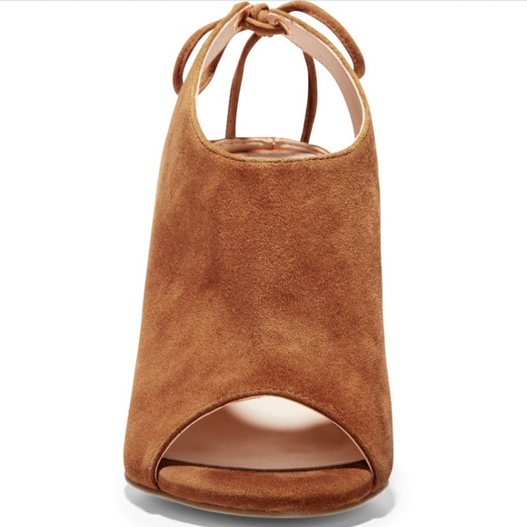 Cole Haan Emmett Ch British Tan Brown Suede Pumps Sandal Stiletto Heel Shoes - Picture 4 of 15